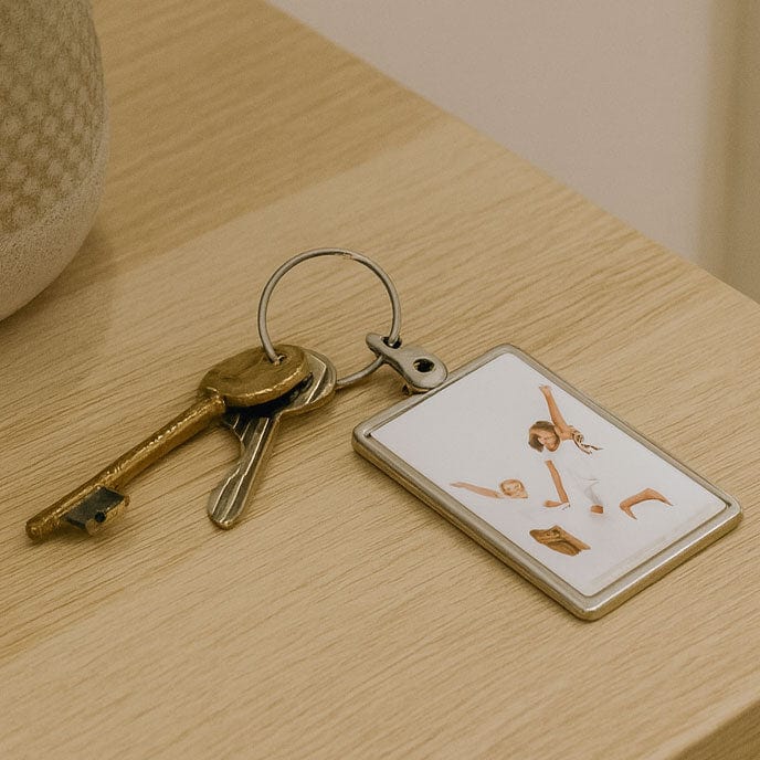 Crystal Dome Chrome Keyring Photo Upload